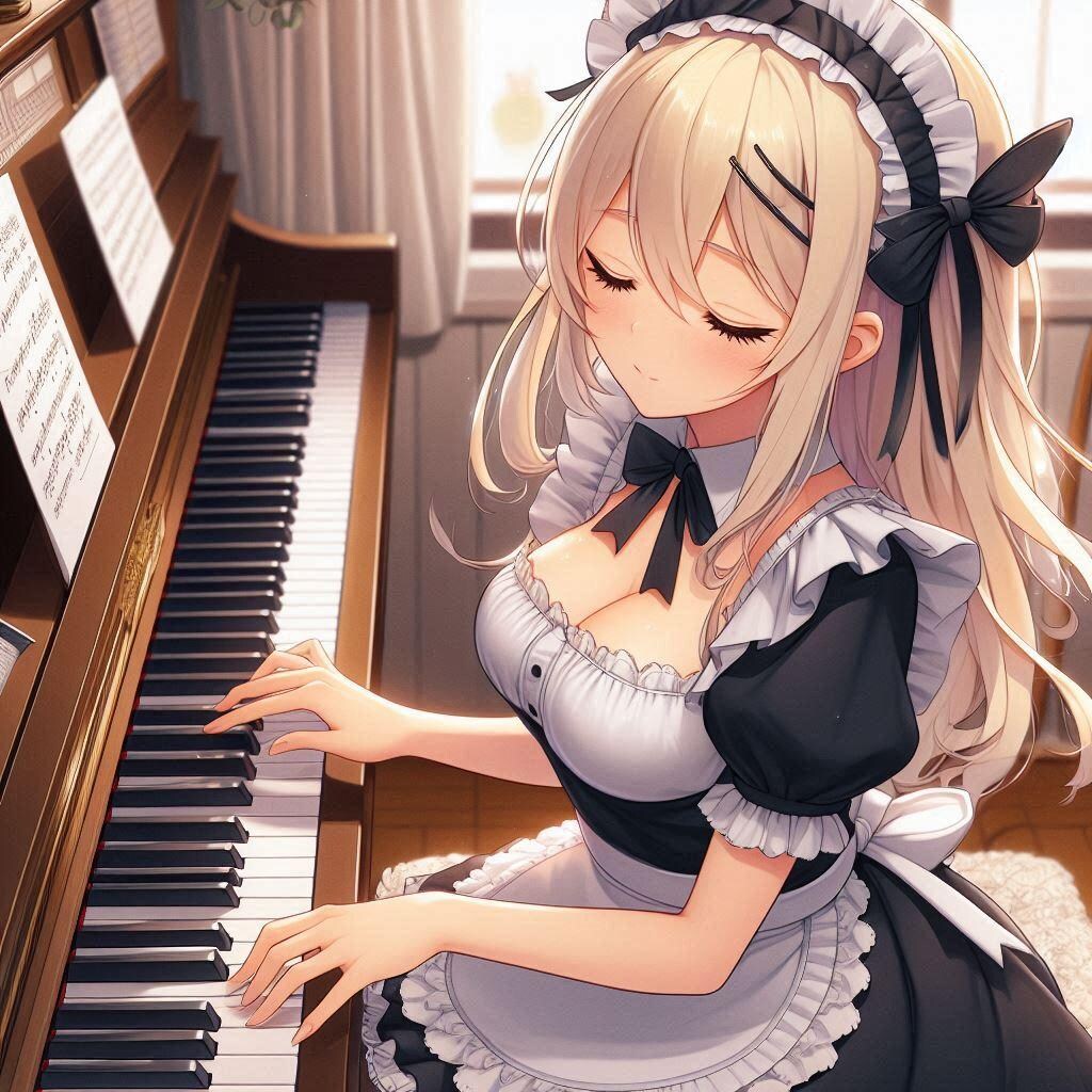 ピアノ弾くメイドさん