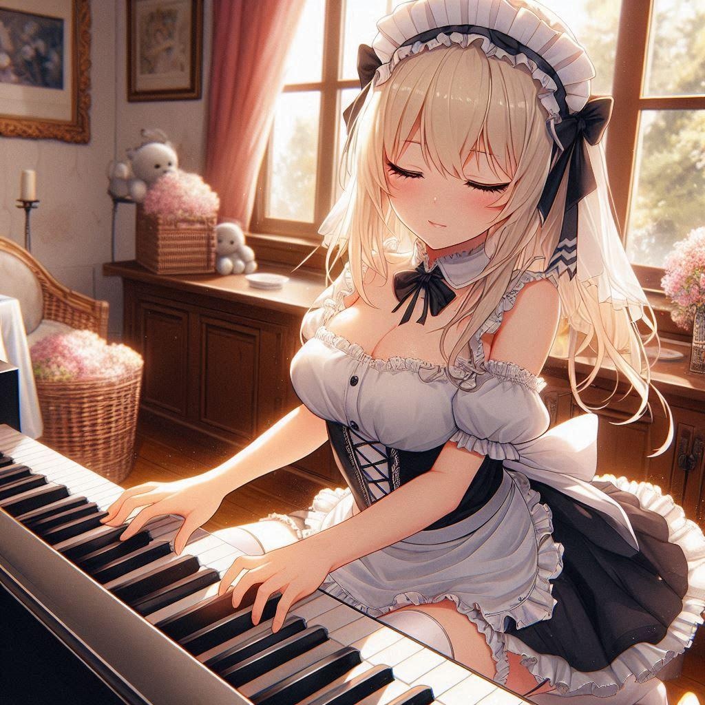 ピアノ弾くメイドさん