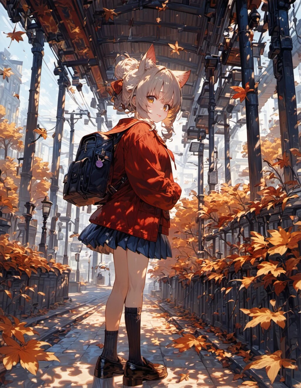 Red Jacket in the Golden Alley