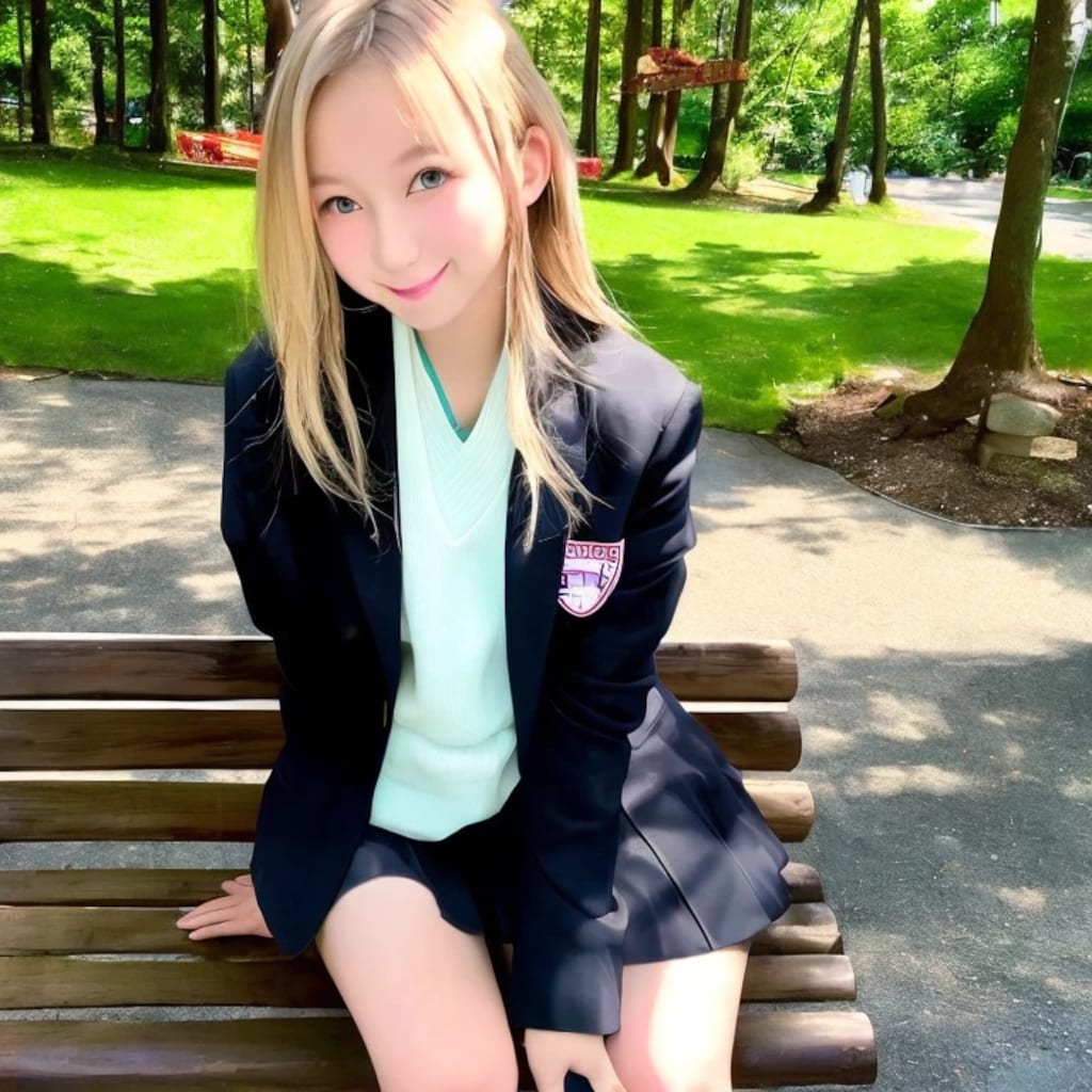 金髪ロングでブレザーの美女３