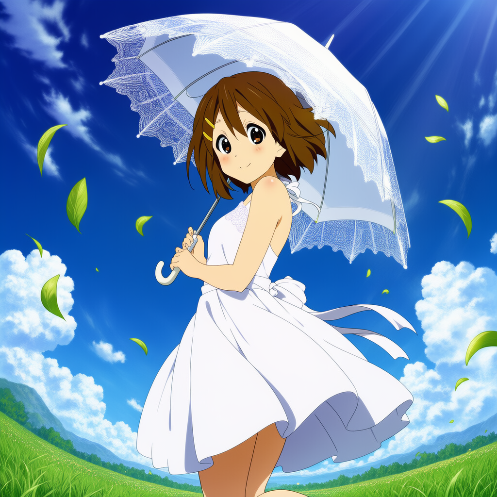 白い傘とワンピース