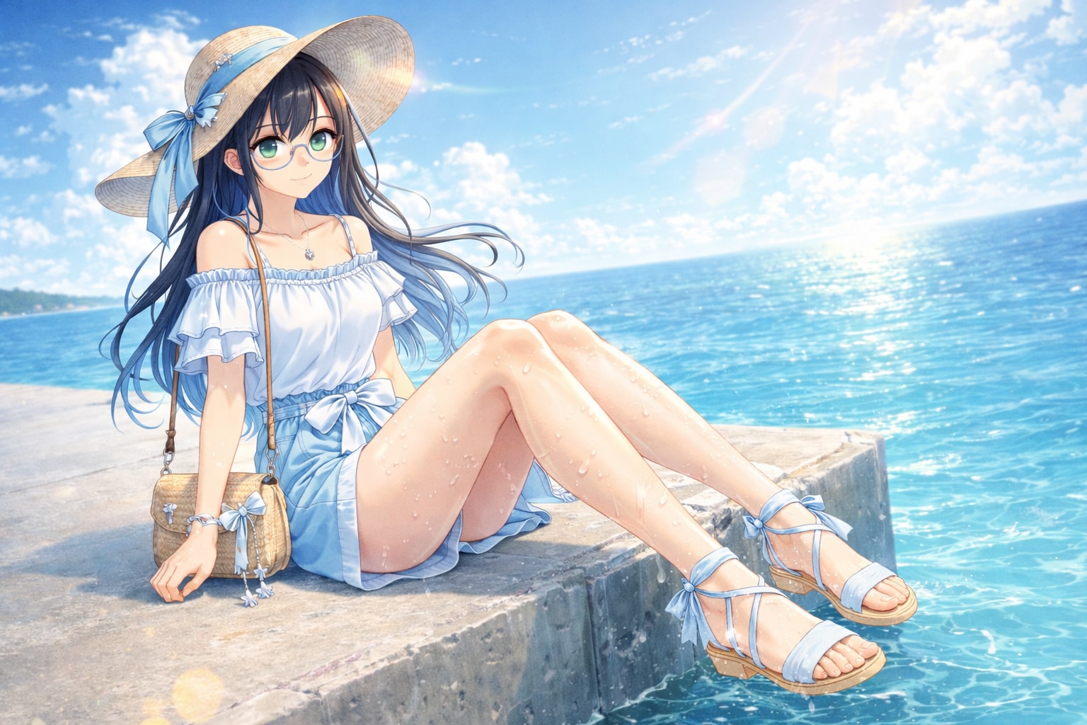 青に触れた、夏の体温 | の人気AIイラスト・グラビア