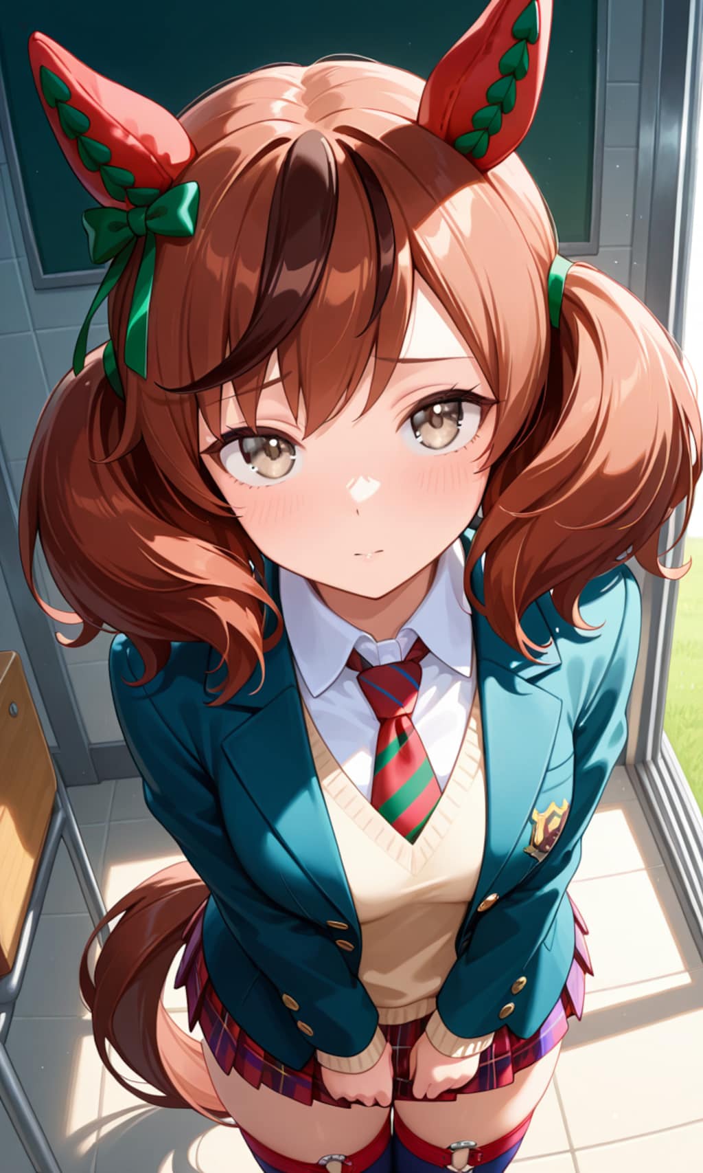 彼氏のネクタイを締めてみるネイチャさん