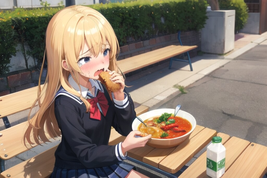 激辛カレーに泣く美少女