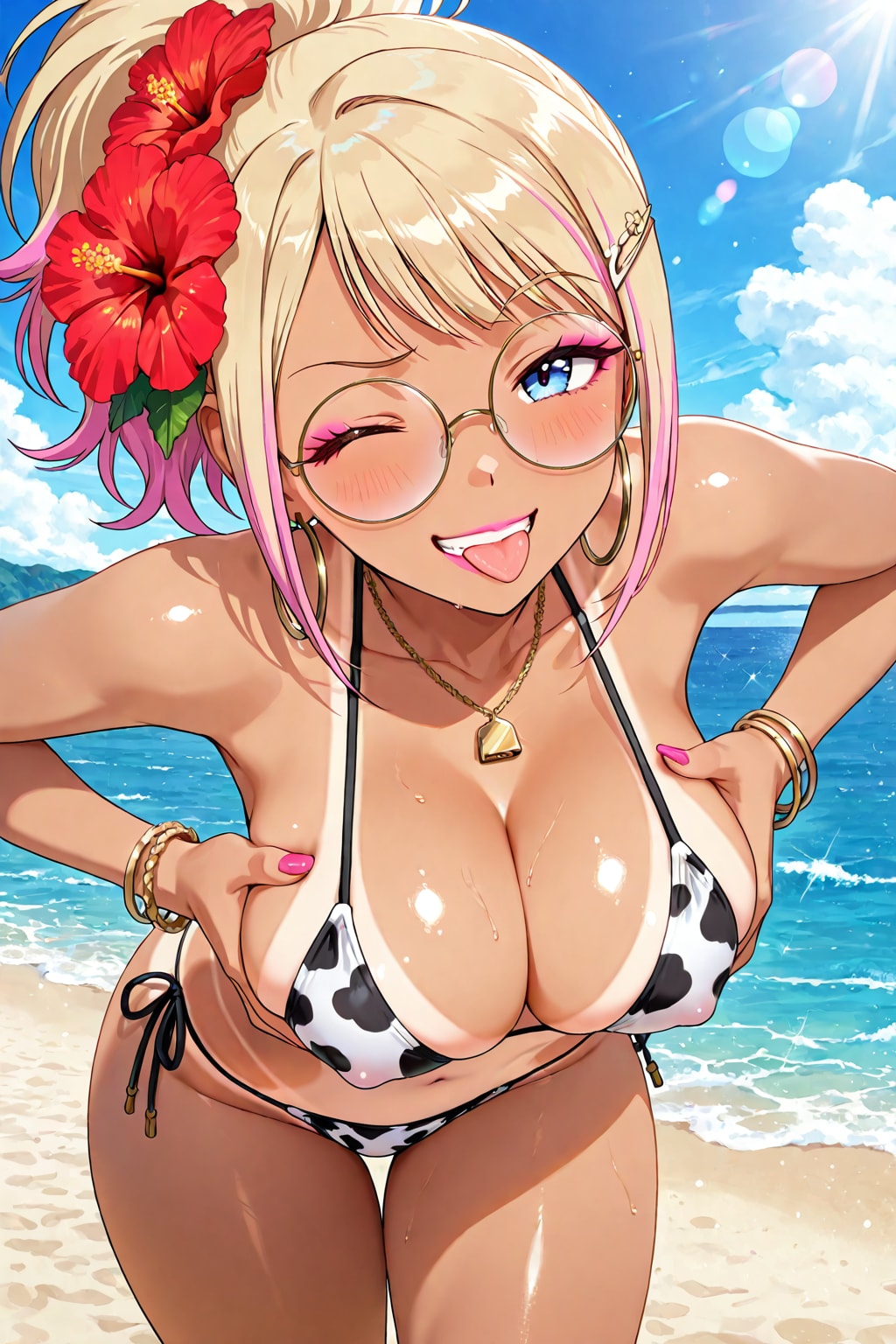 玉那覇クロエ✕ホルスタイン柄ビキニ