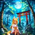 森の中の鳥居と狐娘 4枚目