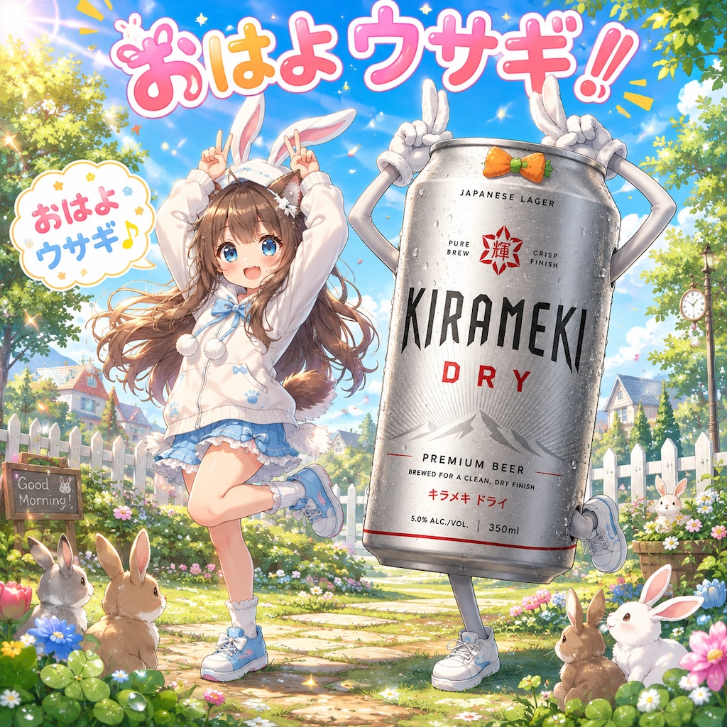 おはよウサギな小さな女の子
