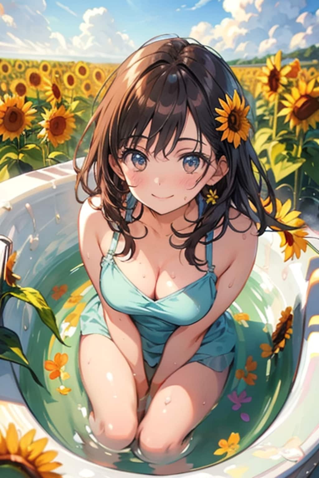 ひまわり畑にて