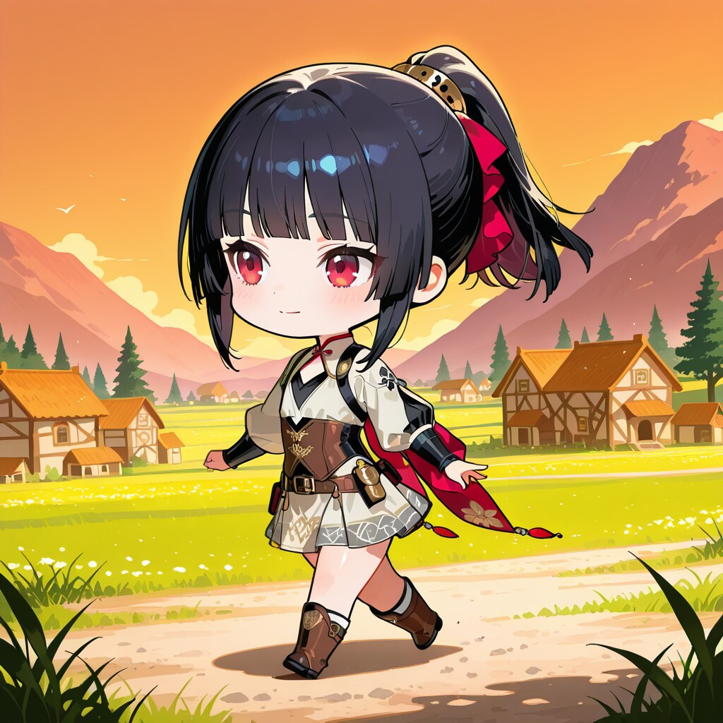 日が暮れる前に村に到着 (くるみ) | の人気AIイラスト・グラビア