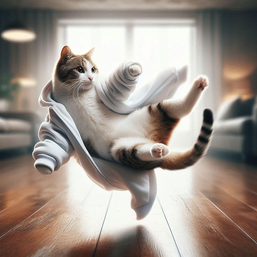 白いコートを着た猫