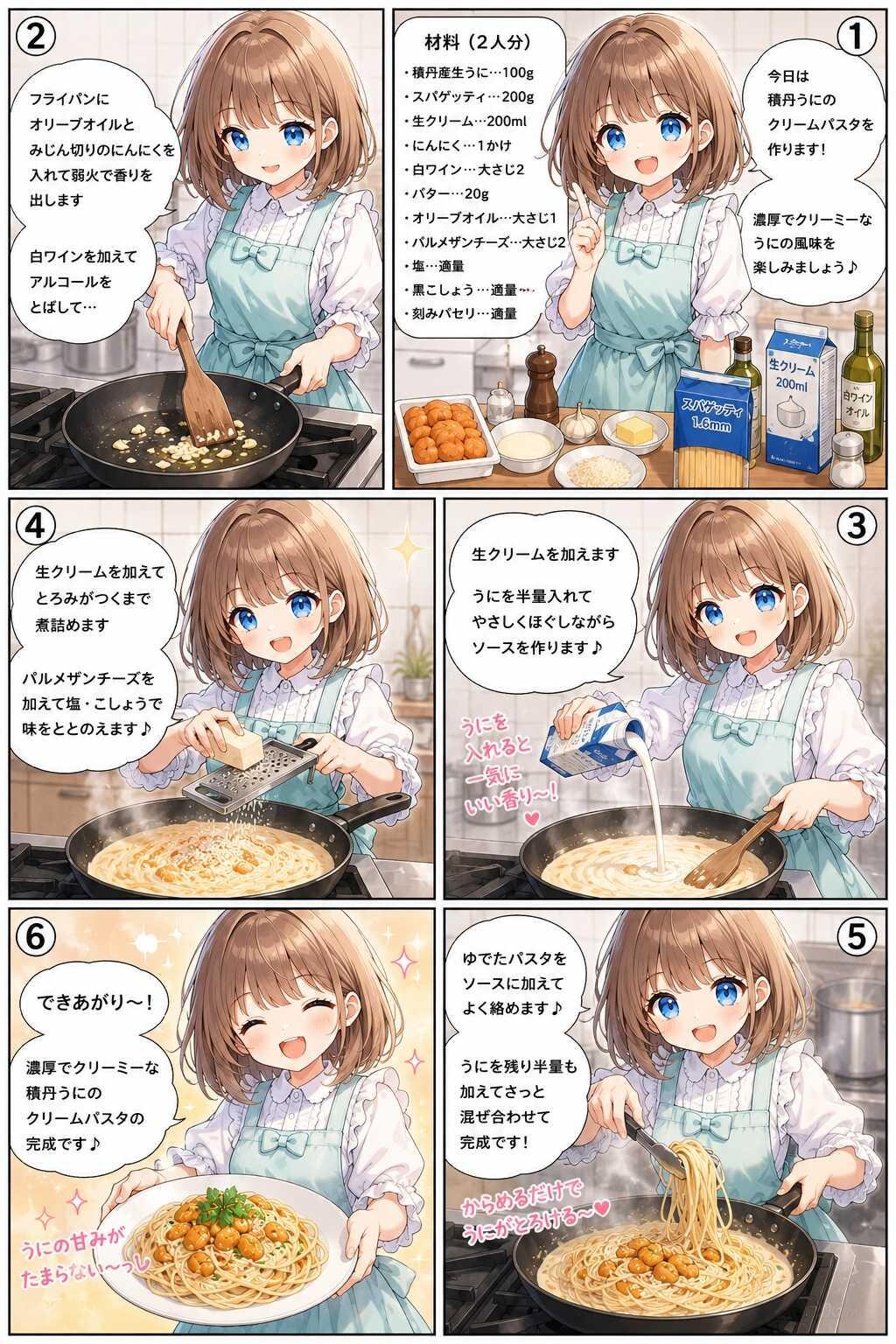 積丹うにのクリームパスタ