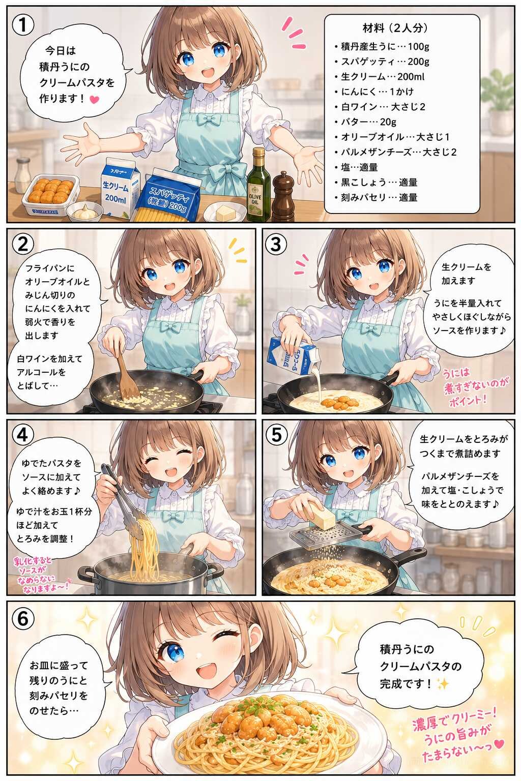 積丹うにのクリームパスタ