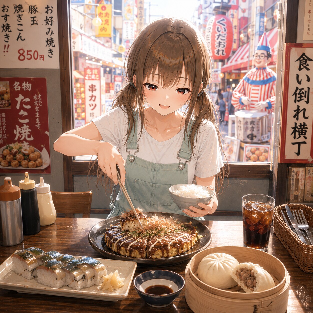 梢とランチ（７３）喧騒の街、大阪 | の人気AIイラスト・グラビア