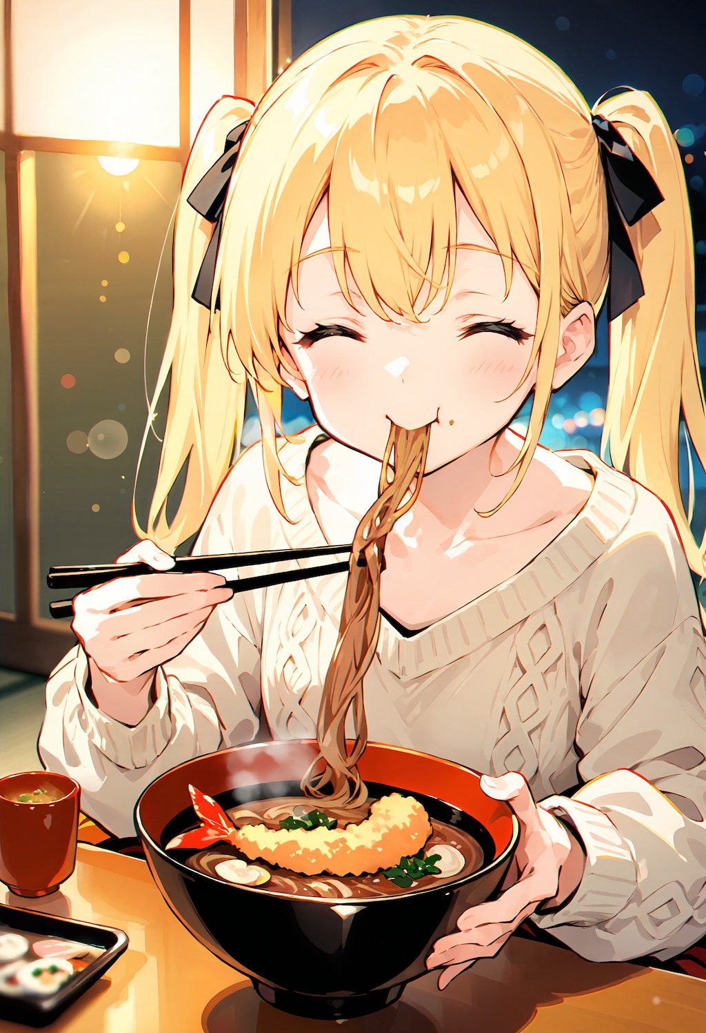 年越しそばを食べながら今年を振り返る美桜ちゃん