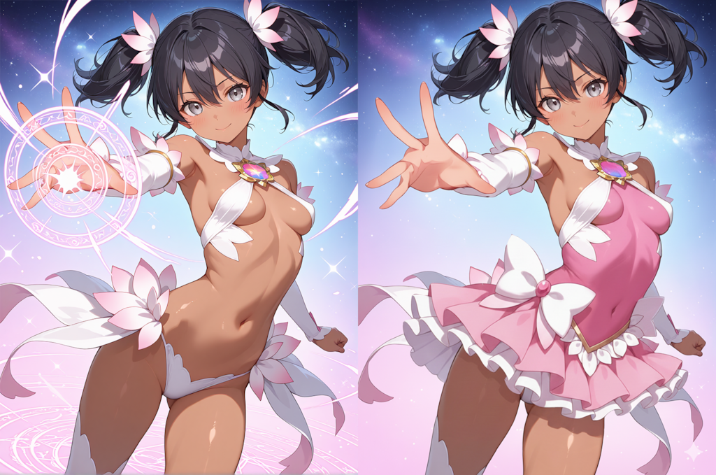 立体視：変身シーン：魔法娘１