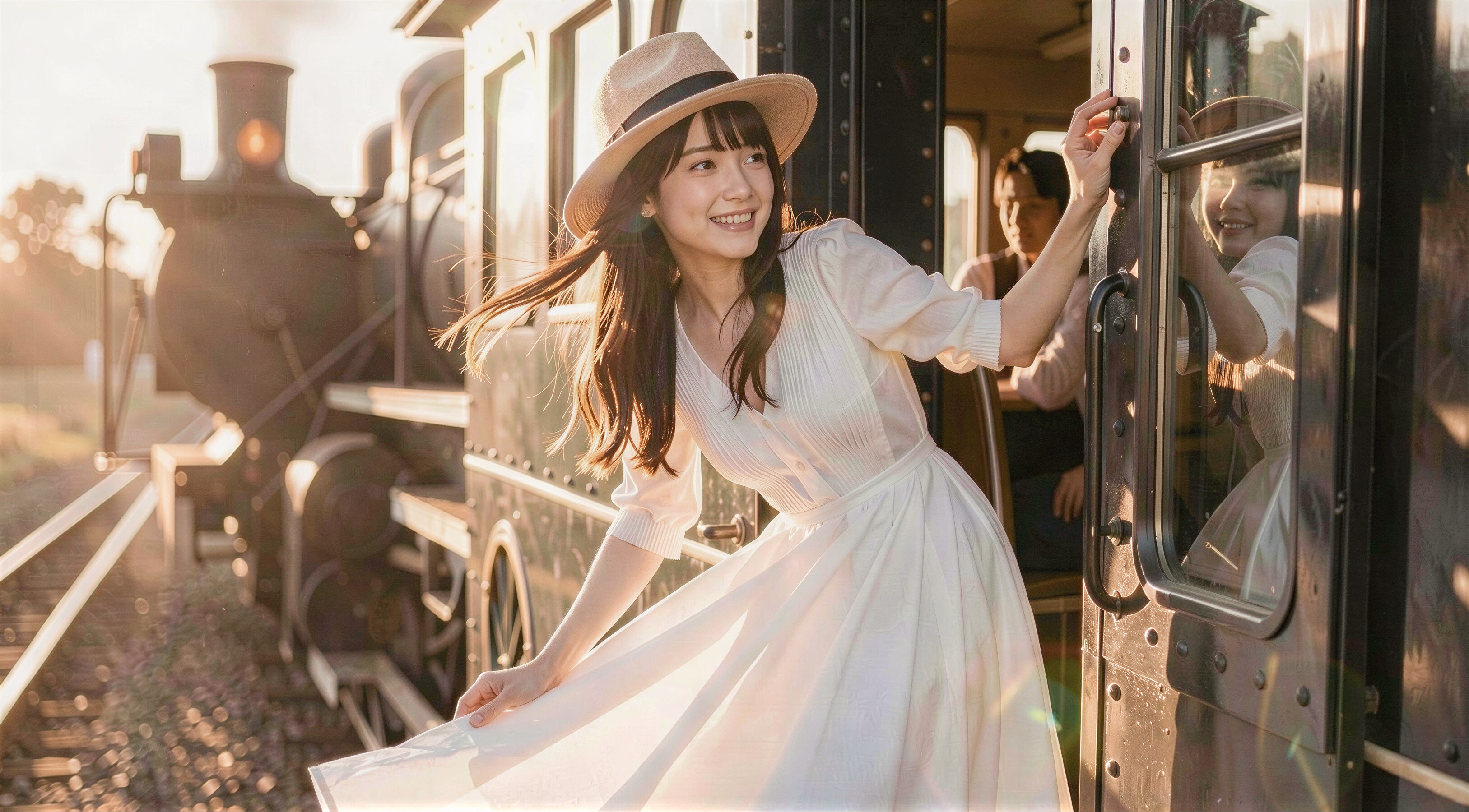 白いドレスの列車の旅
