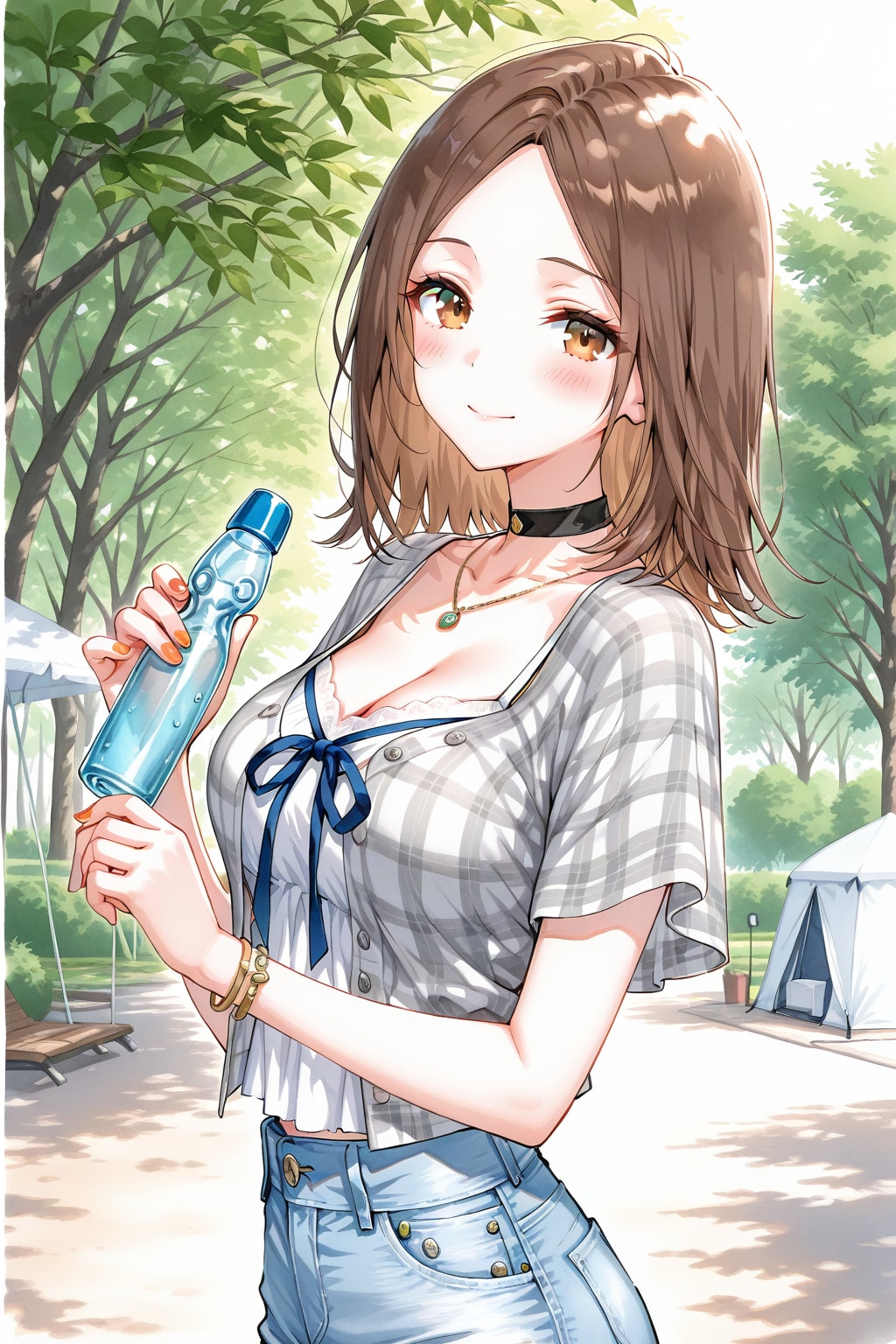 ラムネの瓶を持つ子