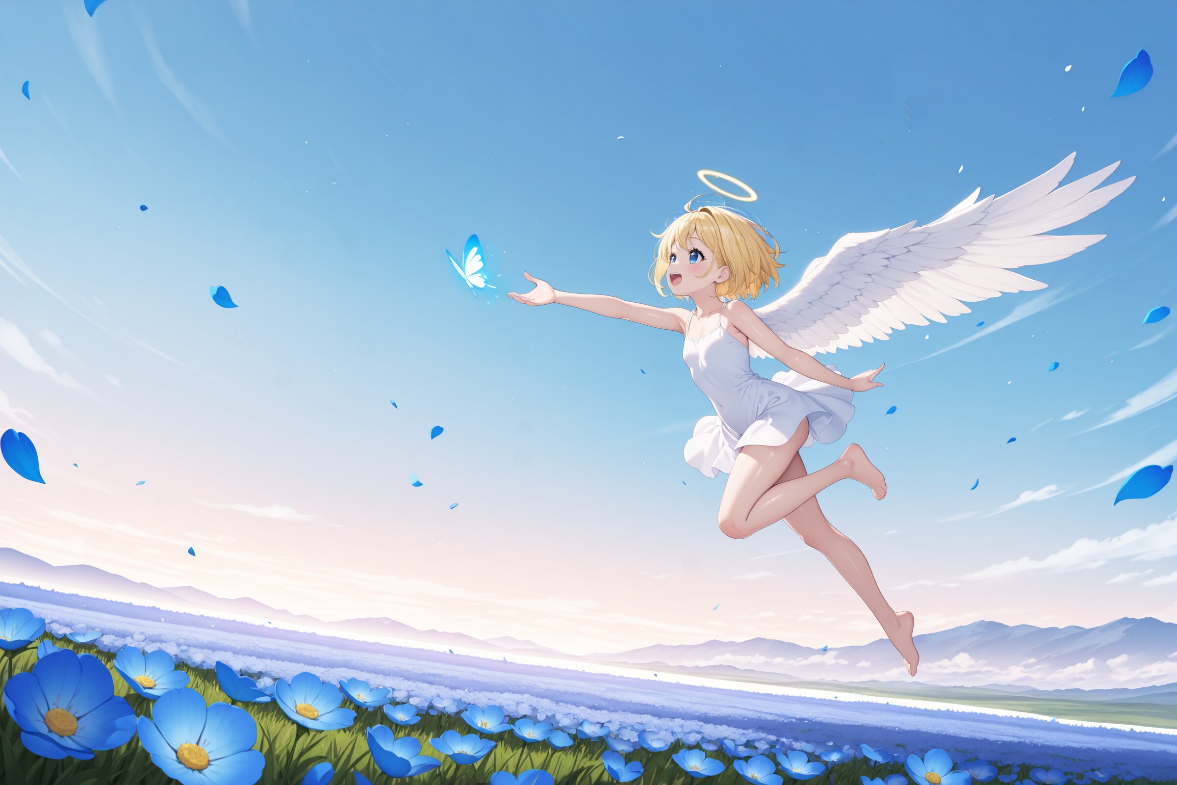 青い絨毯と天使ちゃん