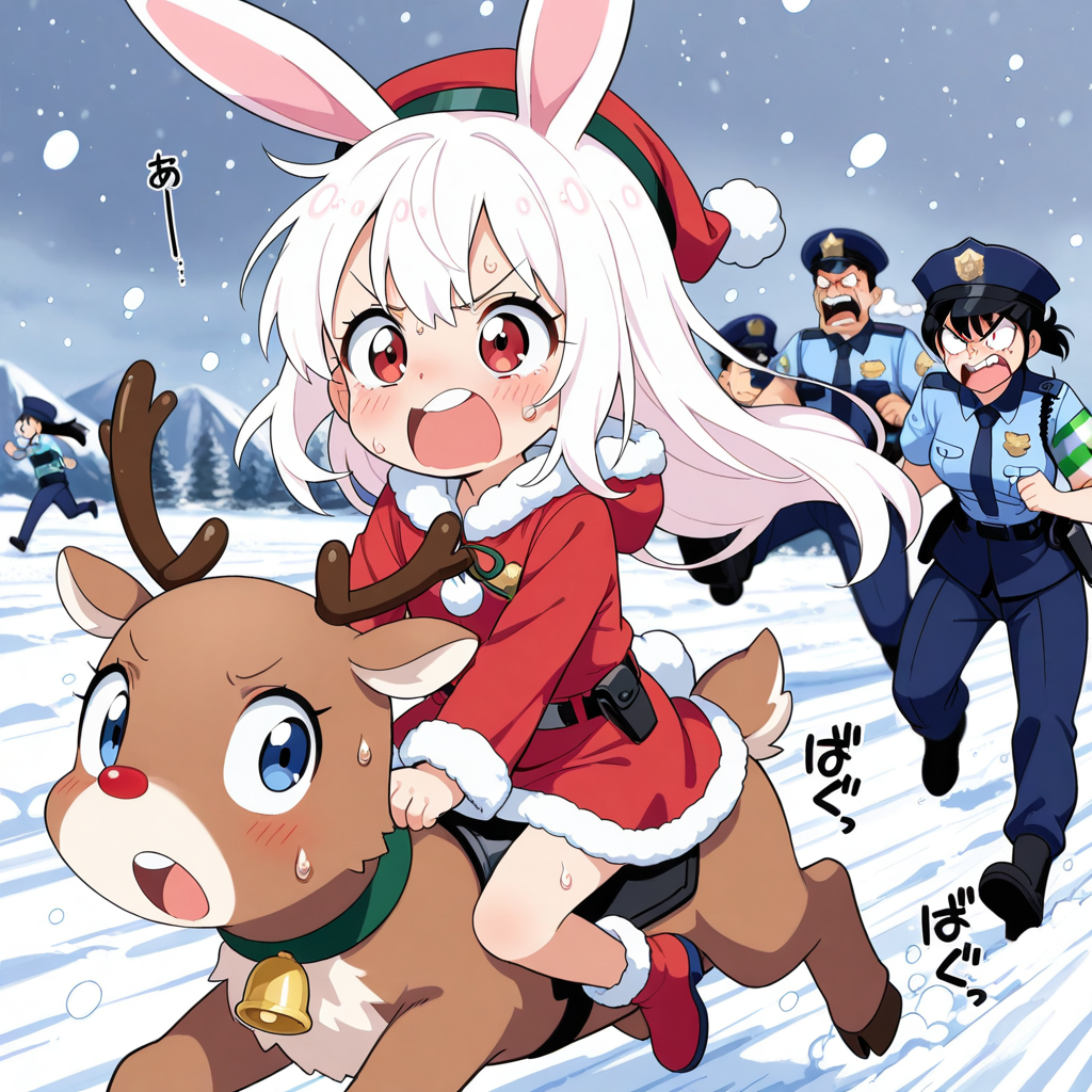 ちちフレ忘年会会場に急ぐうさぎちゃんとトナカイさん！！