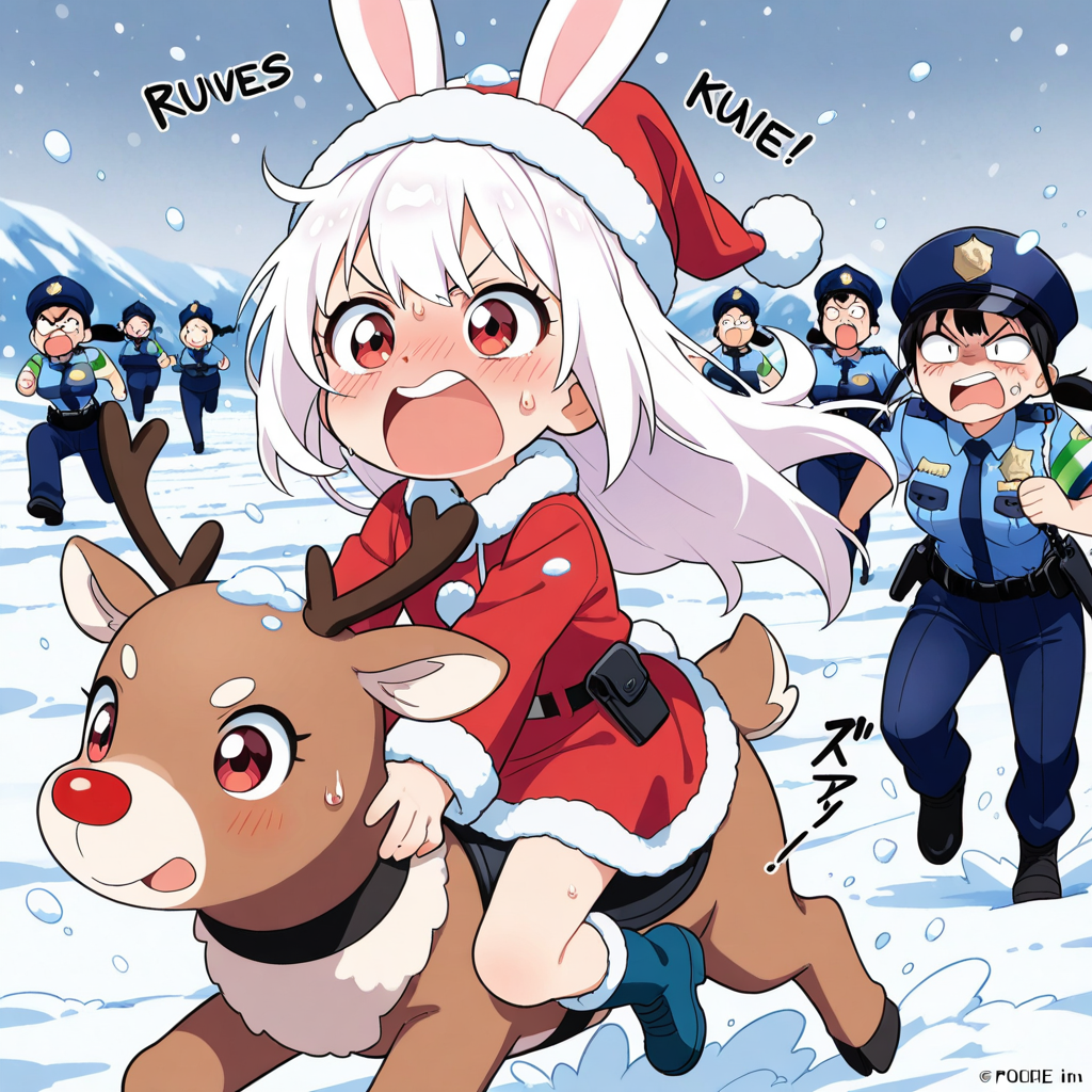 ちちフレ忘年会会場に急ぐうさぎちゃんとトナカイさん！！