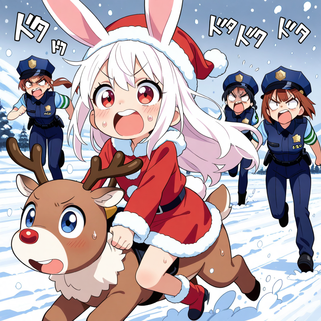 ちちフレ忘年会会場に急ぐうさぎちゃんとトナカイさん！！ | の人気AIイラスト・グラビア