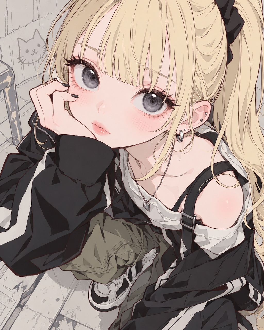 金髪ポニーテール