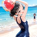 浜辺のスク水少女 6枚目
