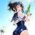 浜辺のスク水少女 2枚目