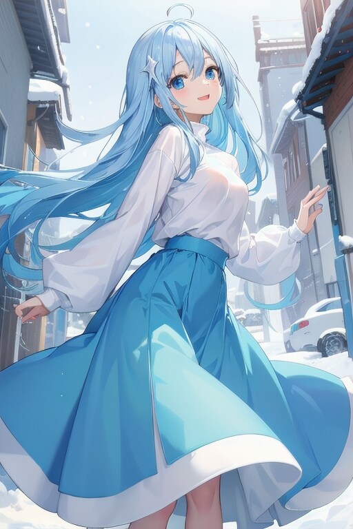 ロングスカート娘（水色）
