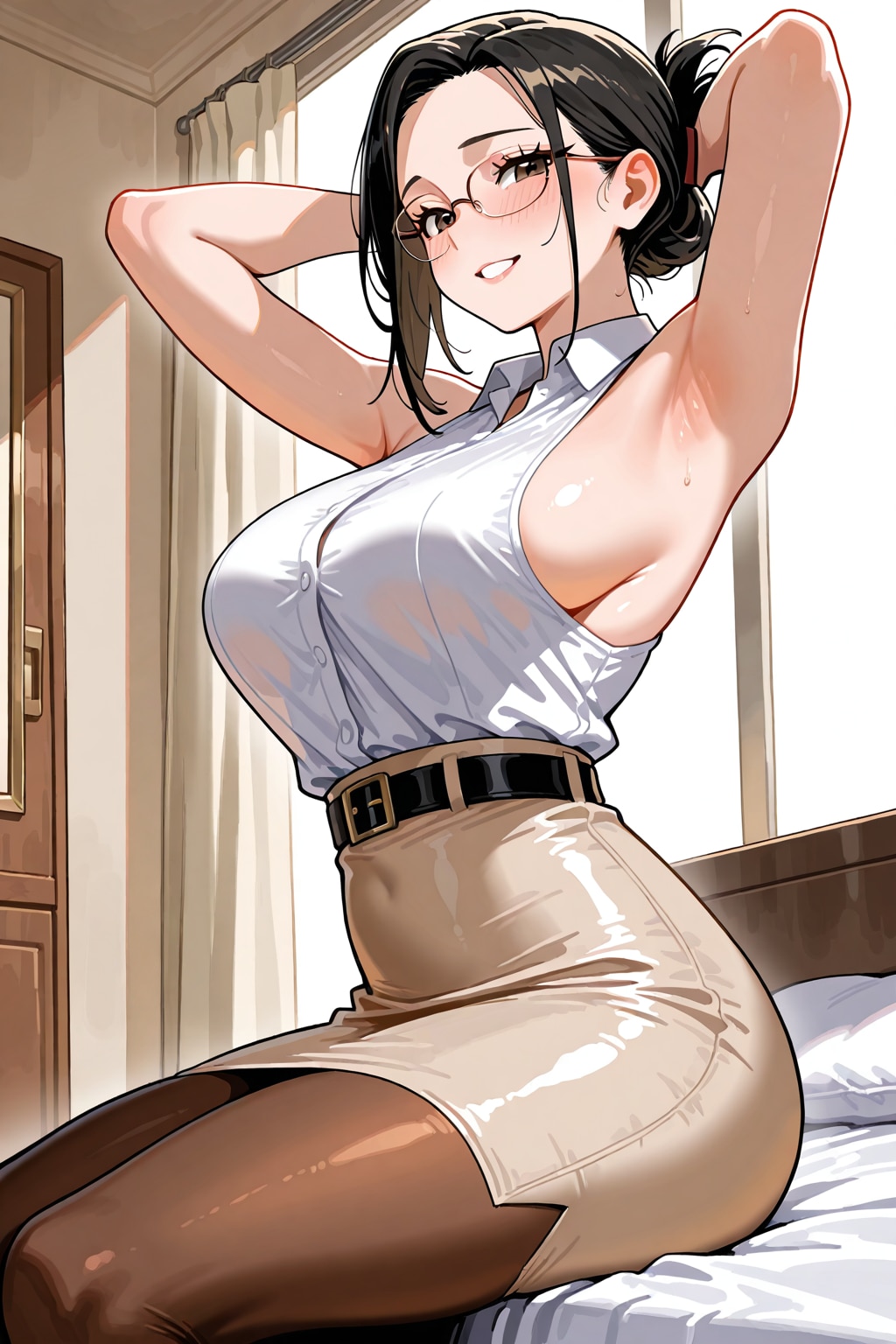 ノースリーブ＋脇＋横乳静香さん | の人気AIイラスト・グラビア