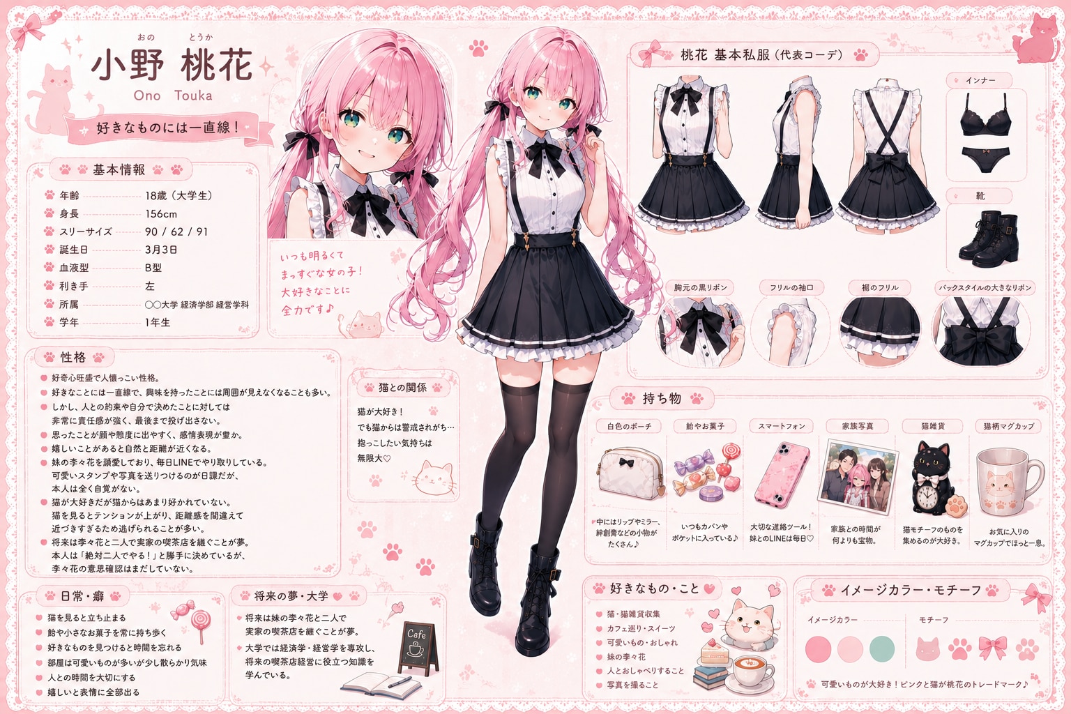 桃花と李々花のキャラシート