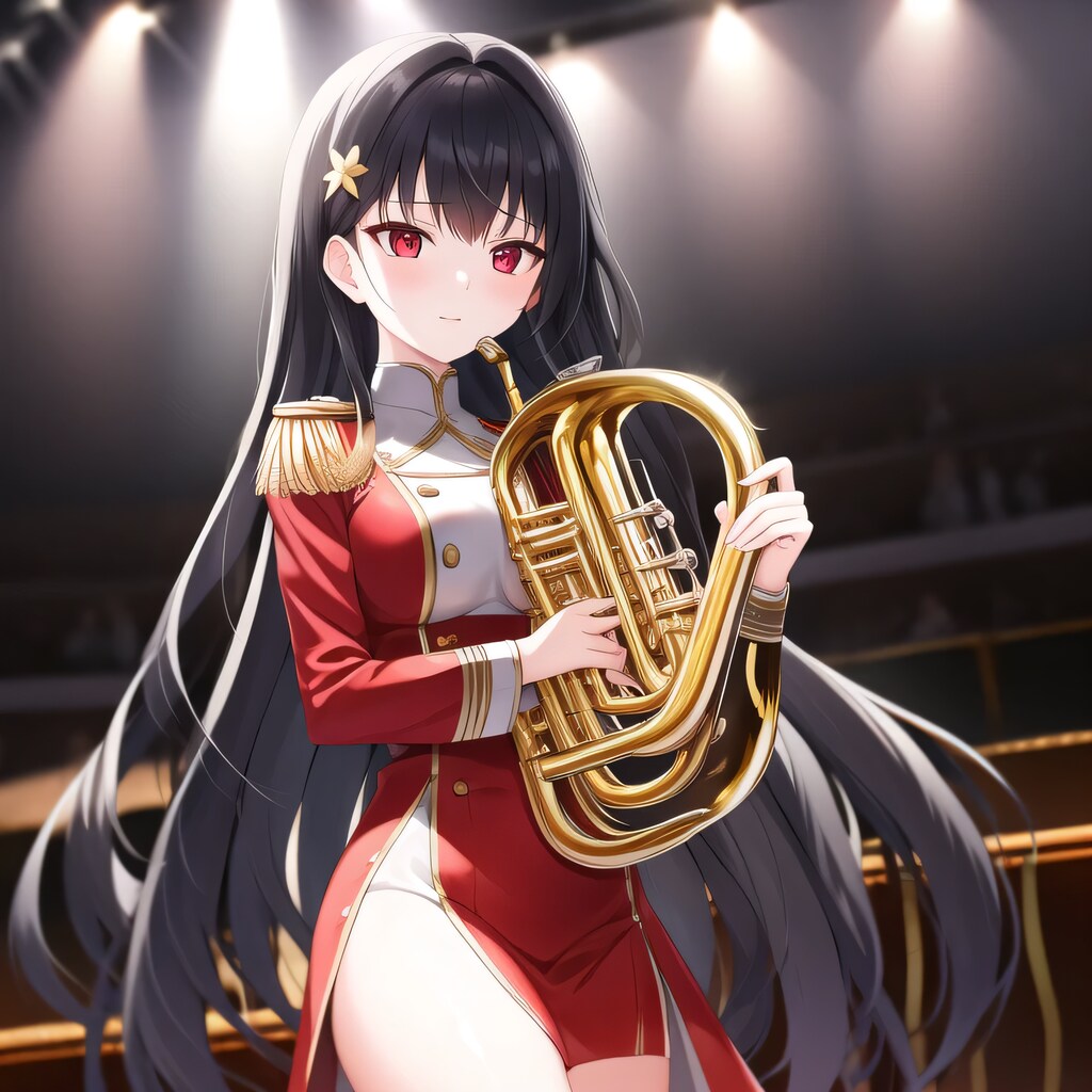 黒髪ロングでブラスバンドの少女２４