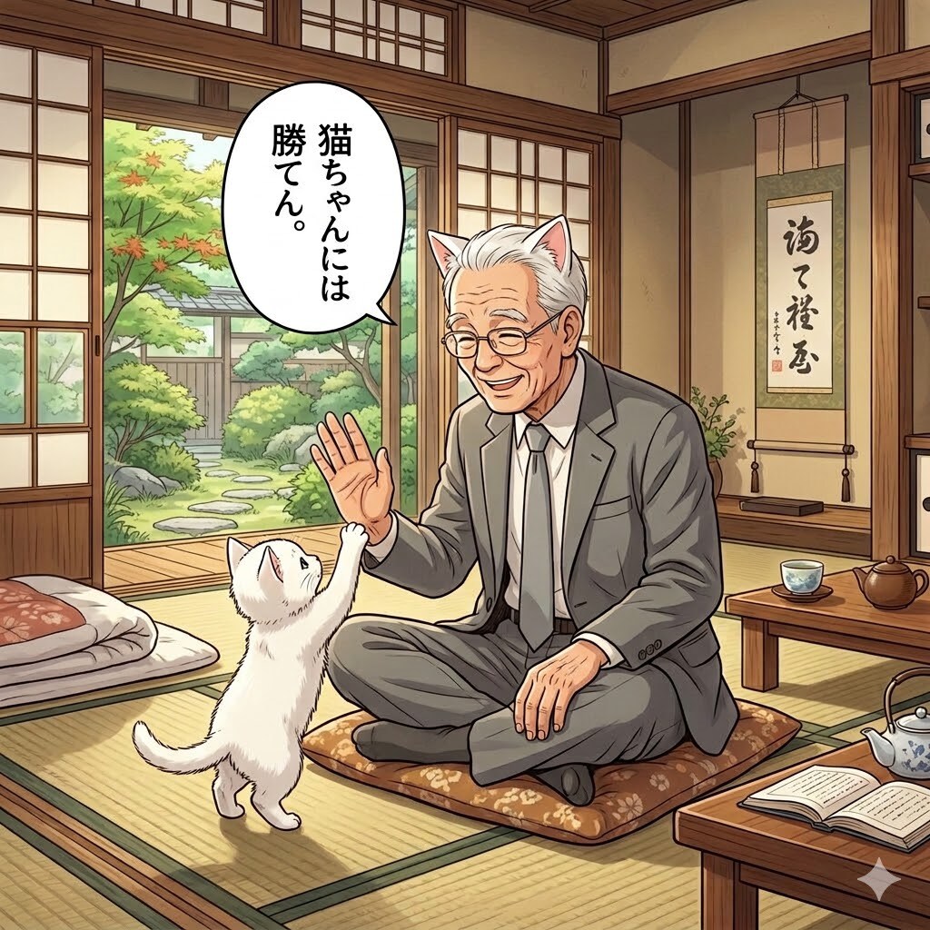 若い者には負けんが、猫ちゃんには勝てん