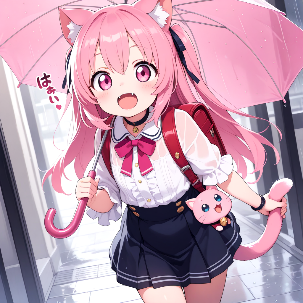 しっぽが濡れないように、ずっと自分のしっぽを握っているねこ