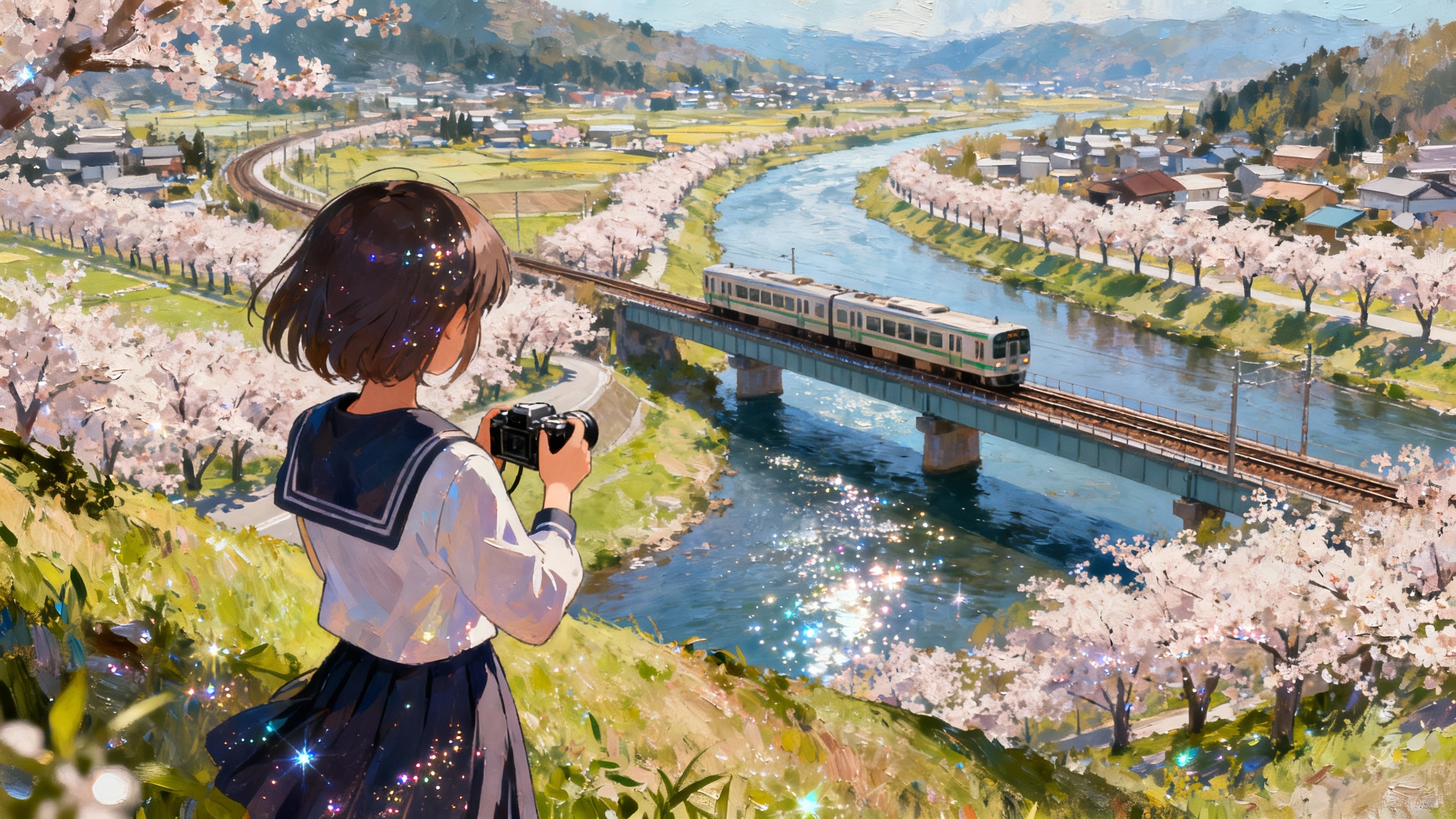 桜堤 | の人気AIイラスト・グラビア