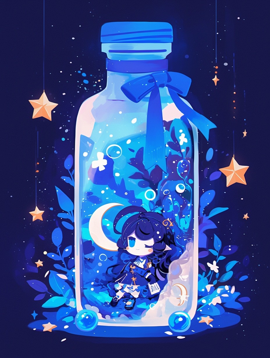 「瓶詰の少女」蒼80 | の人気AIイラスト・グラビア