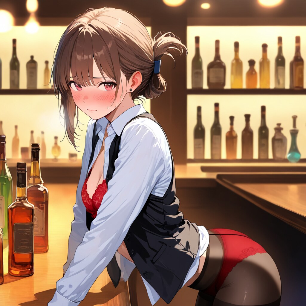 バーテンダーさんの赤下着