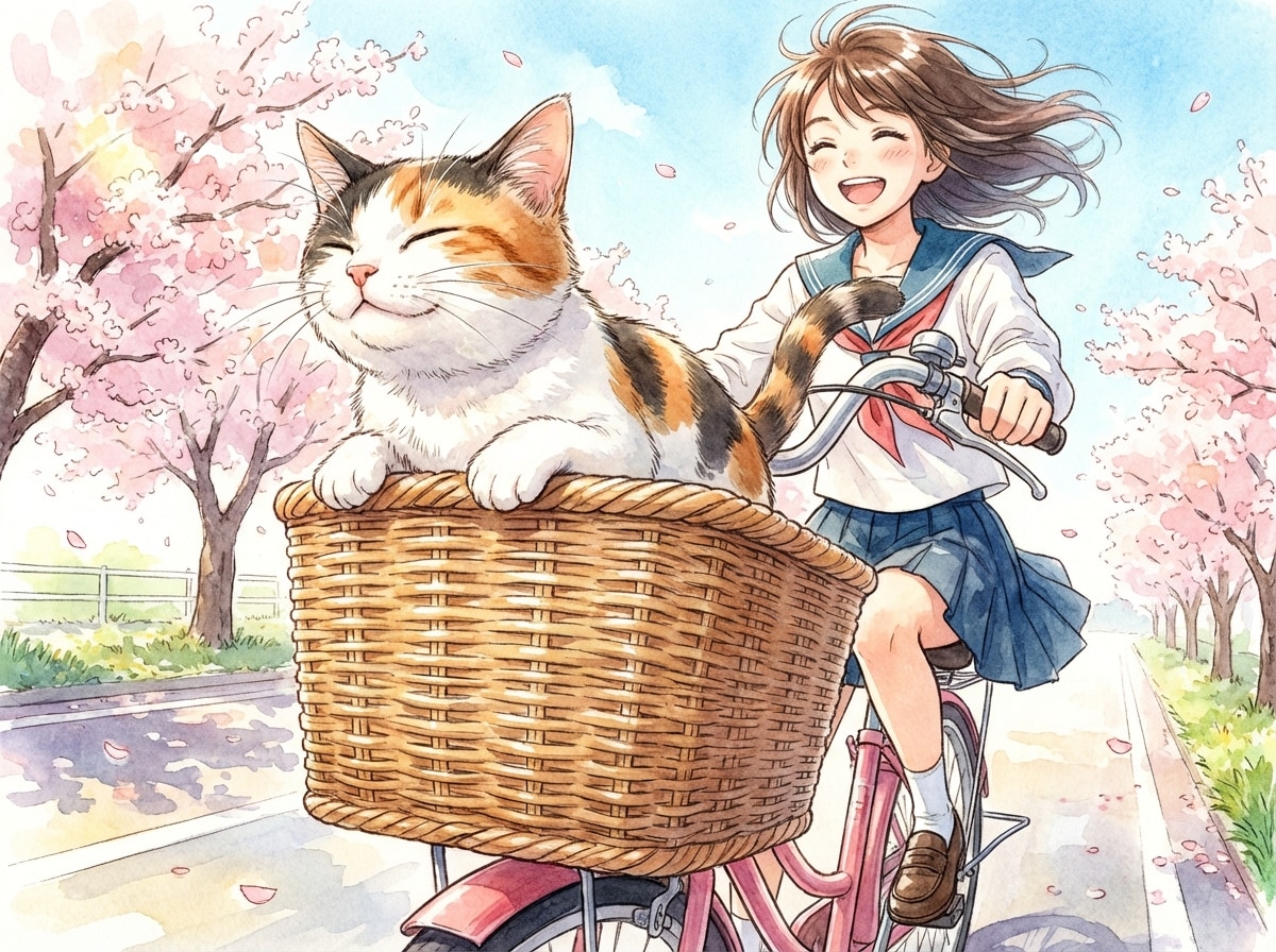 にゃんこサイクリング | の人気AIイラスト・グラビア