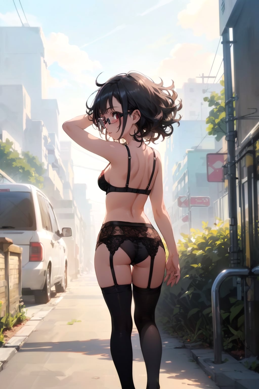 下着の眼鏡っ娘