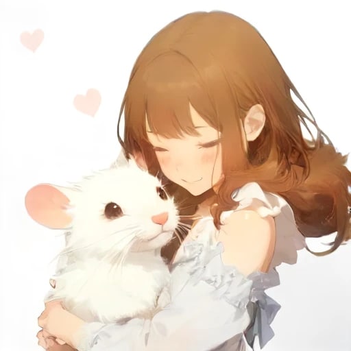 でかねずみを抱く少女