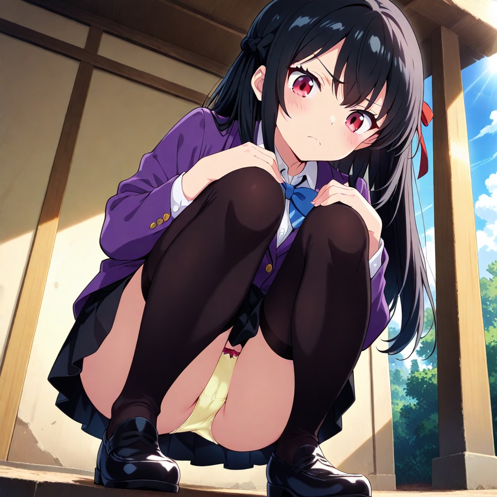 しゃがみパンチラ（R18へ続く）