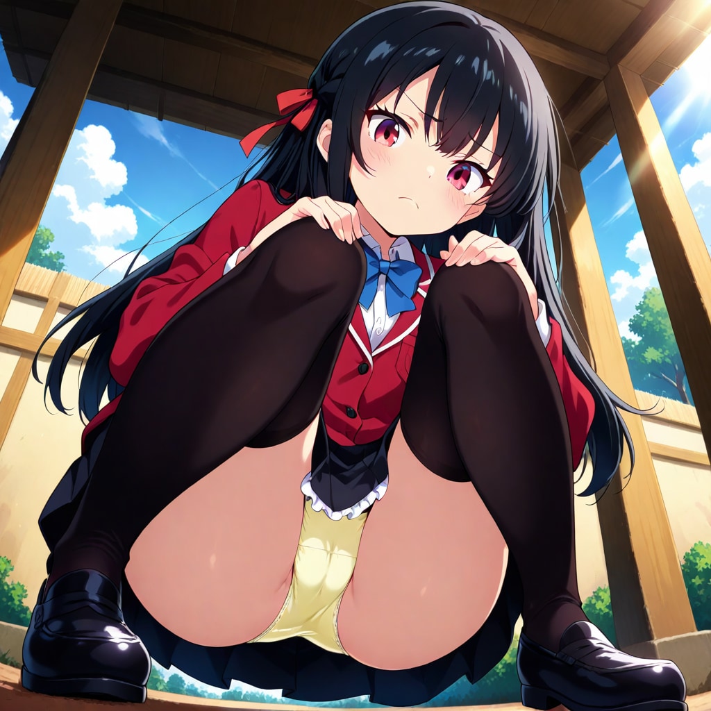しゃがみパンチラ（R18へ続く）