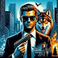 アクリルアクション映画、ワイシャツ＆黒ネクタイ＆サングラス＆スーツの狼 4枚目