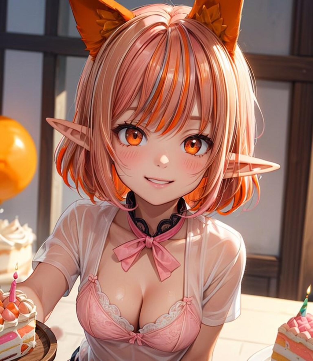 誕生日を祝うケモ耳エルフさん