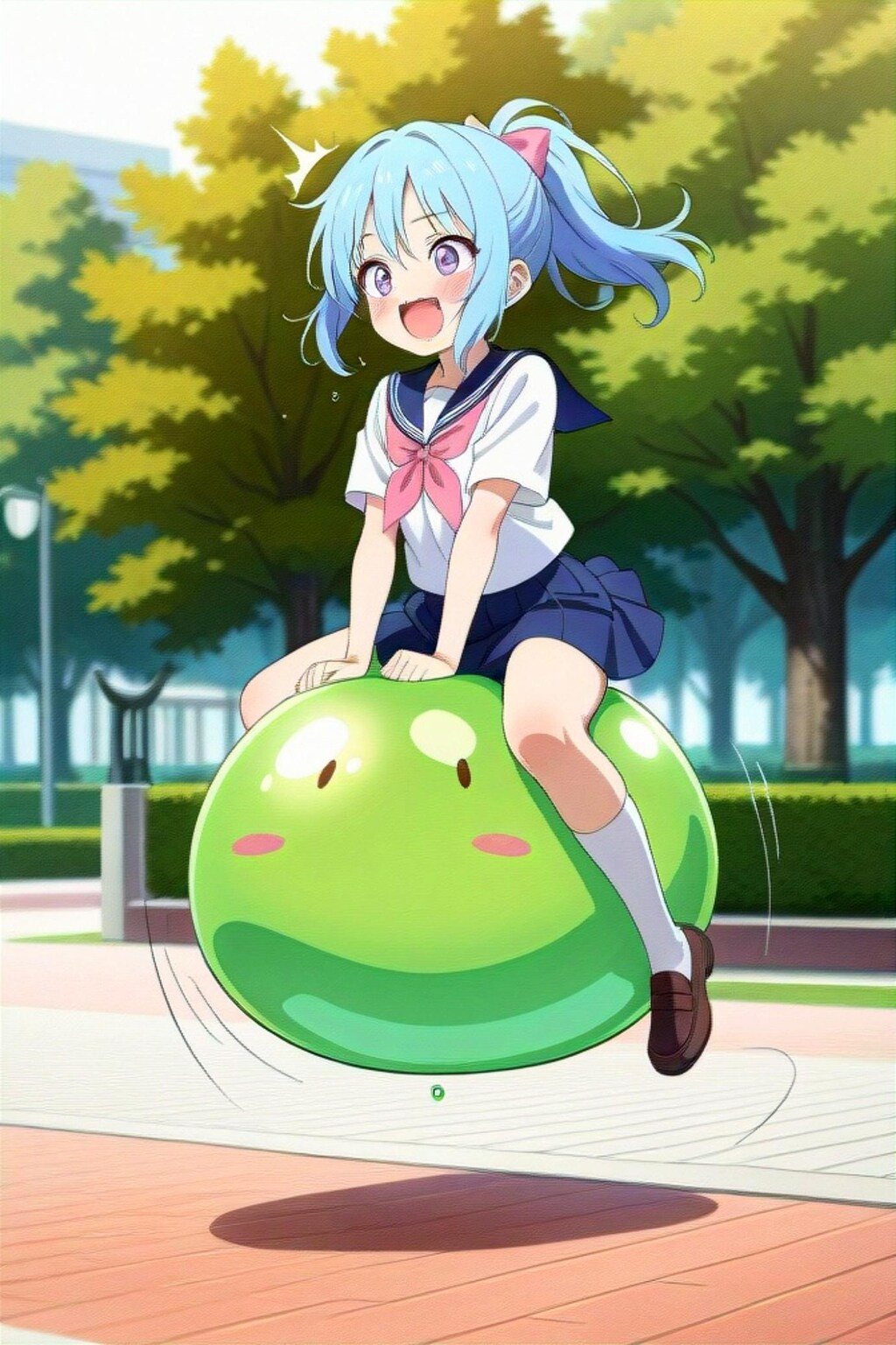 スライムナイトごっこする青髪ちゃん