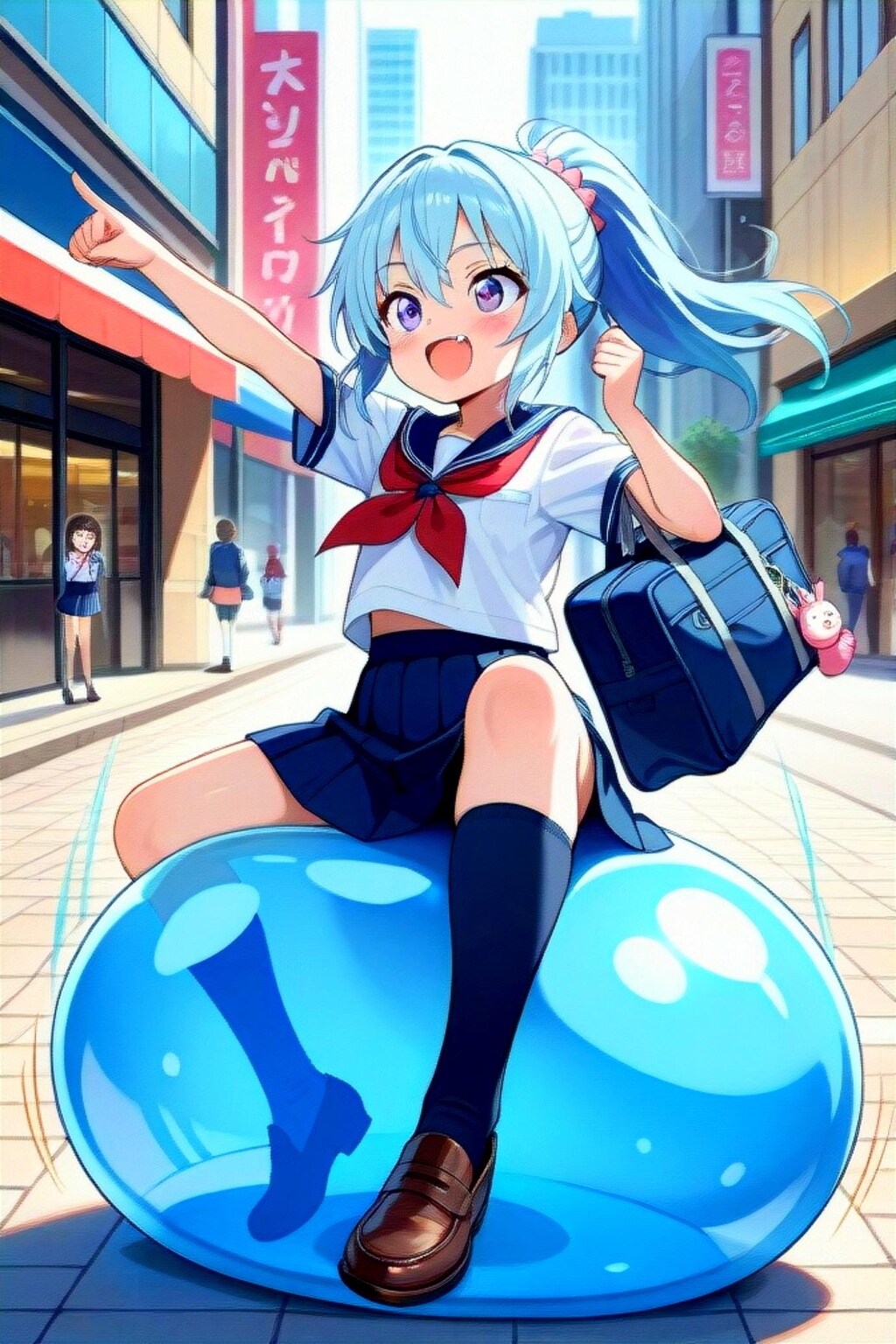 スライムナイトごっこする青髪ちゃん