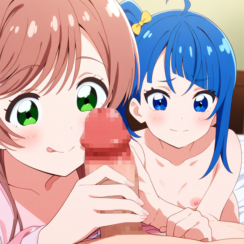 ダブル手コキ&フェラ 虹ヶ丘ましろとソラ・ハレワタール