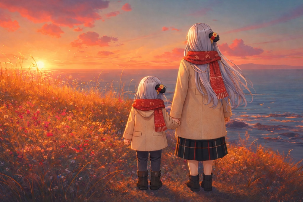 手のぬくもり、冬の水平線