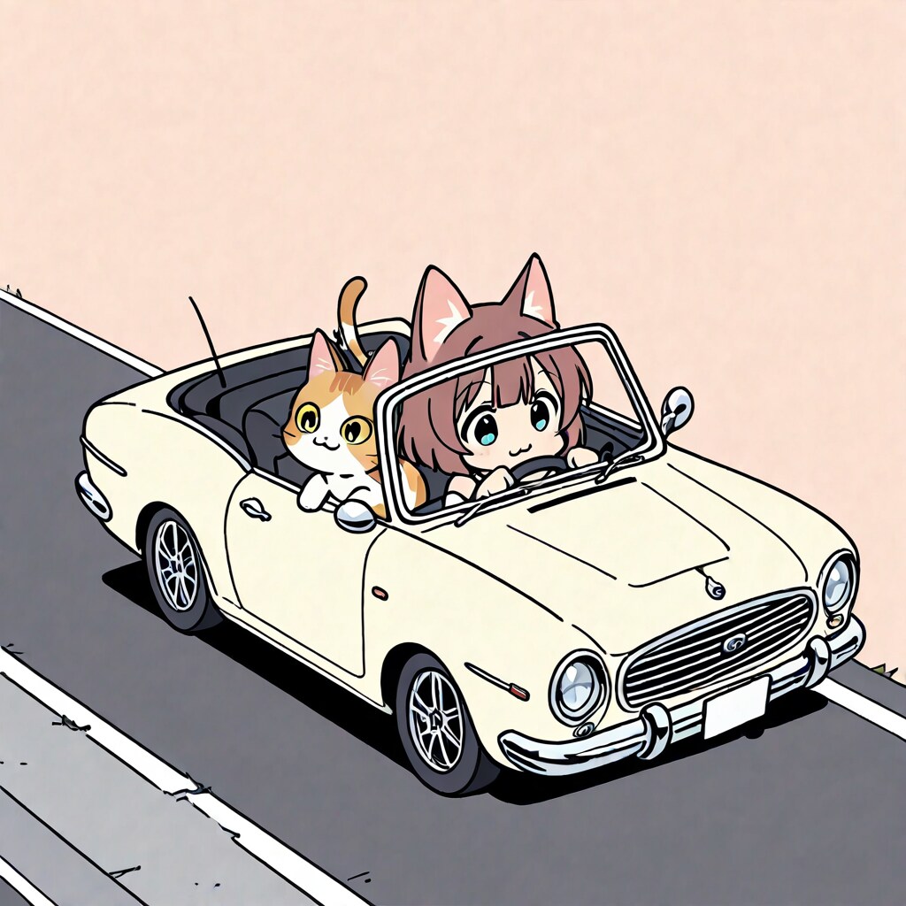 猫とドライブにゃ | の人気AIイラスト・グラビア