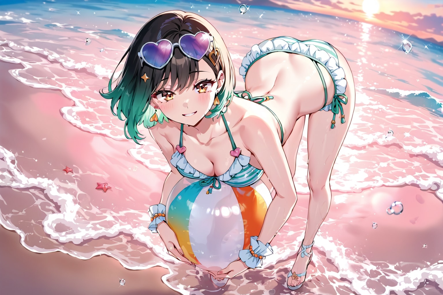 ビーチで遊ぶ女の子